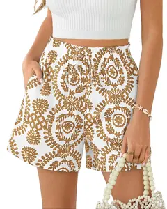 BTFBM Womens Shorts Dressy Casual Summer Spring Outfits 2026 Floral High Waist Wide Leg Loose Boho Vacation Beach Shorts