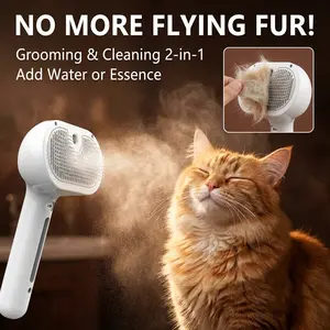 Say Goodbye to Flying Fur! 3-in-1 Steamy Pet Brush & Water Spray Comb