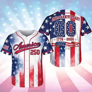 USA 250th Anniversary Baseball Jersey – American Flag Patriotic Shirt