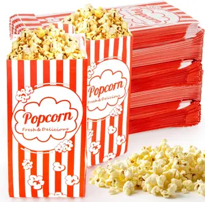 Popcorn Bags 100PCS - Disposable Paper Bags for Individual Servings, Bulk Carnival Halloween Snack Packs, Movie Night Supplies