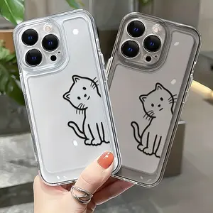 1 Transparent Phone Case with Anime Tilted Head Kitten Pattern, Suitable for iPhone 17 Air/16 Plus/15 Pro Max/14 Pro/13/12/11/XS Max/X Phone Case, Ideal Gift for Family, Friends, Lovers, Girlfriends, Perfect for Cat Lovers TMTKK35