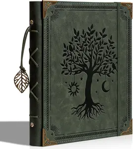 Vintage Photo Album 4x6 Leather Scrapbook Album with Writing Space 120 Photos & 30 Sheets DIY Paper Memory Album for Anniversary Travel Vacation Family Tree Green