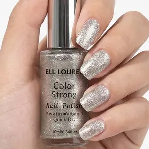 ELL LOUREL Fine Silver Glitter Nail Polish is alcohol-free, forms a strong, durable finish, and delivers a dazzling diamond-like shine. It’s a popular choice for parties, holidays, and dates in Europe and the U.S., offering a luxurious, sparkling look.