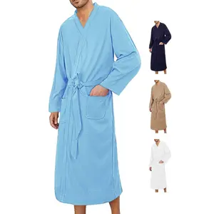Men's Soft Touch Waffle Weave Robe Long Bathrobe with Belt and Pockets Soft Spa Home Lounge Sleepwear Casual Fall Winter Warm Daily Comfort Wear
