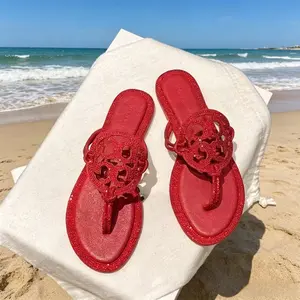 Flat Fashion Rhinestone-Trimmed Flip Flops for Women, Outdoor Wear Clip-Toe Slipper