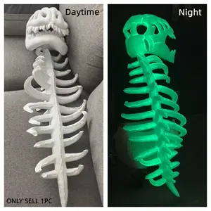 115cm Glow-In-The-Dark Dinosaur Skeleton Headgear, Soft Skin-Friendly Costume, Fun Party Accessory, Easter Halloween Gift for Kids and Adults