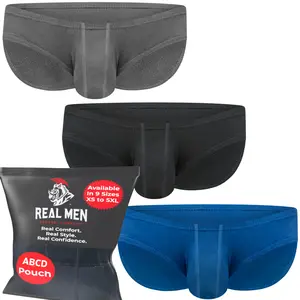ABCD Pouch Modal Ares Ascent Bikini Briefs No Fly 3pk Black/Blue/Gray Man Menswear Spandex Breathable Day Soft Personalized Boxershorts Fabric