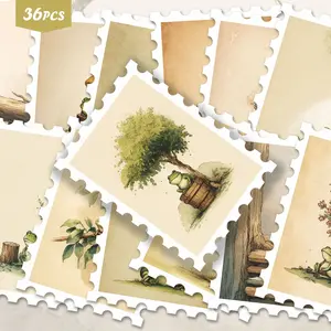 36pcs Healing Watercolor Frog & Plant Scene Stickers Pack | Decorative Stickers, Gentle Vinyl Decals, Graphic Decal with Frog & Foliage Designs | for Laptop, Water Bottle & Gift | for Nature Lovers & Calm Vibe Enthusiasts