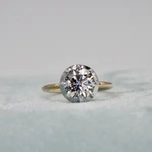 2 Ct Georgian Victorian Moissanite Button Back Collet Ring