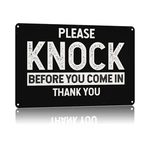 Reminder Sign "Please Knock Before You Come In" Home Decoration Metal Sign Poster，For Bedroom,Office,Exclusive Space，Plaque Gift 8 X 12 Inch