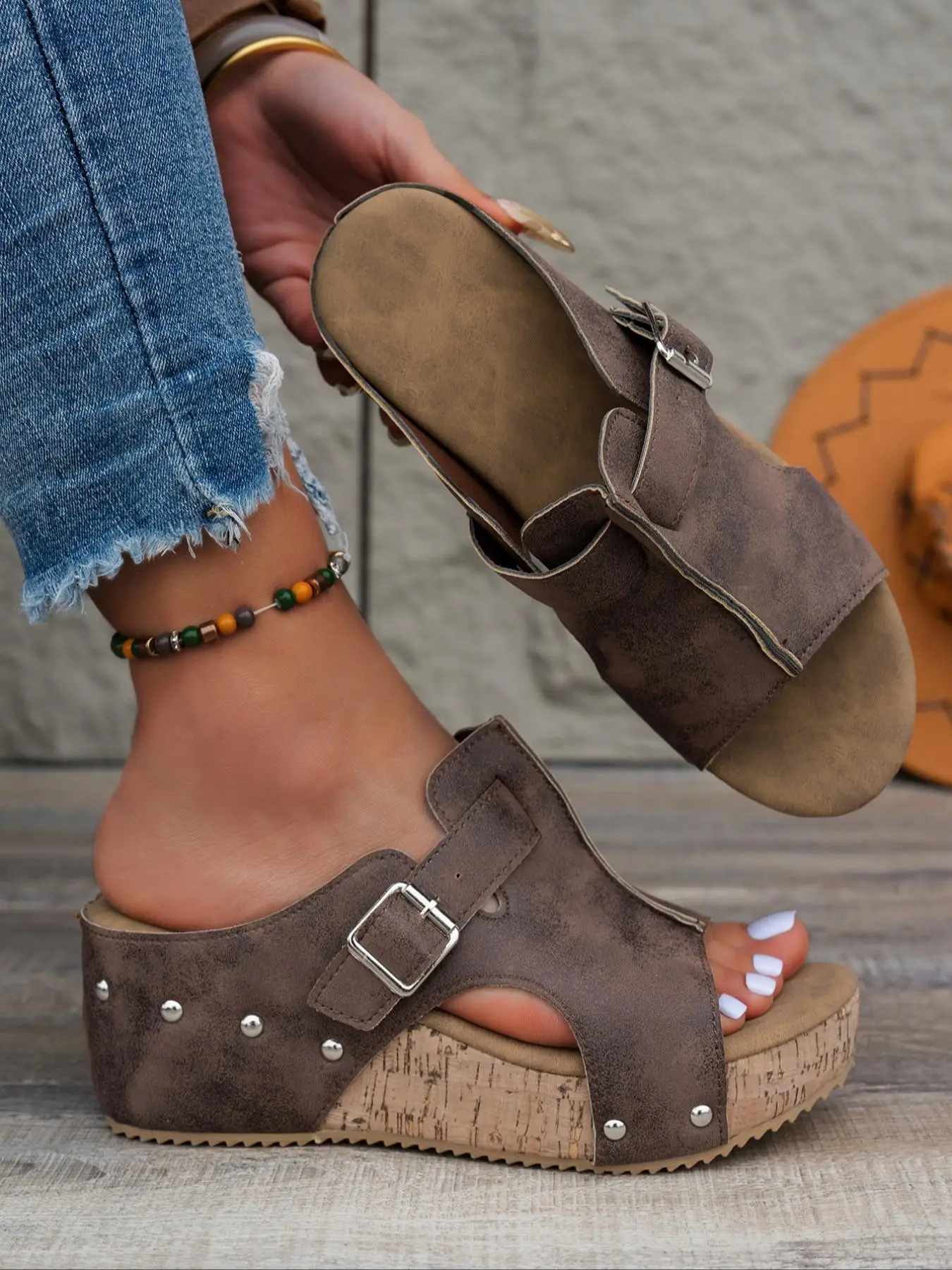 Women's Fashionable Solid Color Platform Sandals, Casual Comfortable Sandals for Beach Vacation, All-match Commuter Shoes for Work & Daily Wear, Girl