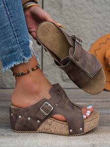 women's fashionable solid color platform sandals, casual comfortable sandals for beach vacation, all-match commuter shoes for work & daily wear, espadrilles wedges