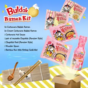 Spicy Chicken Ramen Kit - Carbonara and Cream Carbonara Flavors Food Instant