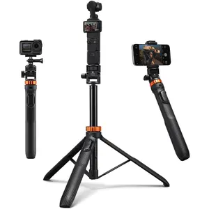 K&F CONCEPT Adjustable Silicone Smartphone Holder Bluetooth Selfie Stick Tripod, 69" Extendable Light Stand with 1/4" Screw & Remote, Compatible with DJI OSMO 360 Pocket 3/Pocket 4, iPhone 17, Action Cameras, Projectors, Storage, Cellphone