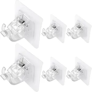 Clear Self-adhesive Curtain Rod Holder, 6 Counts No Drilling Curtain Rod Bracket, Curtain Stand, Home Organizer for Bedroom, Bathroom, Kitchen