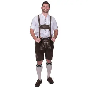Dirndl Trachten Haus Brown Leather Lederhosen Shorts for Men