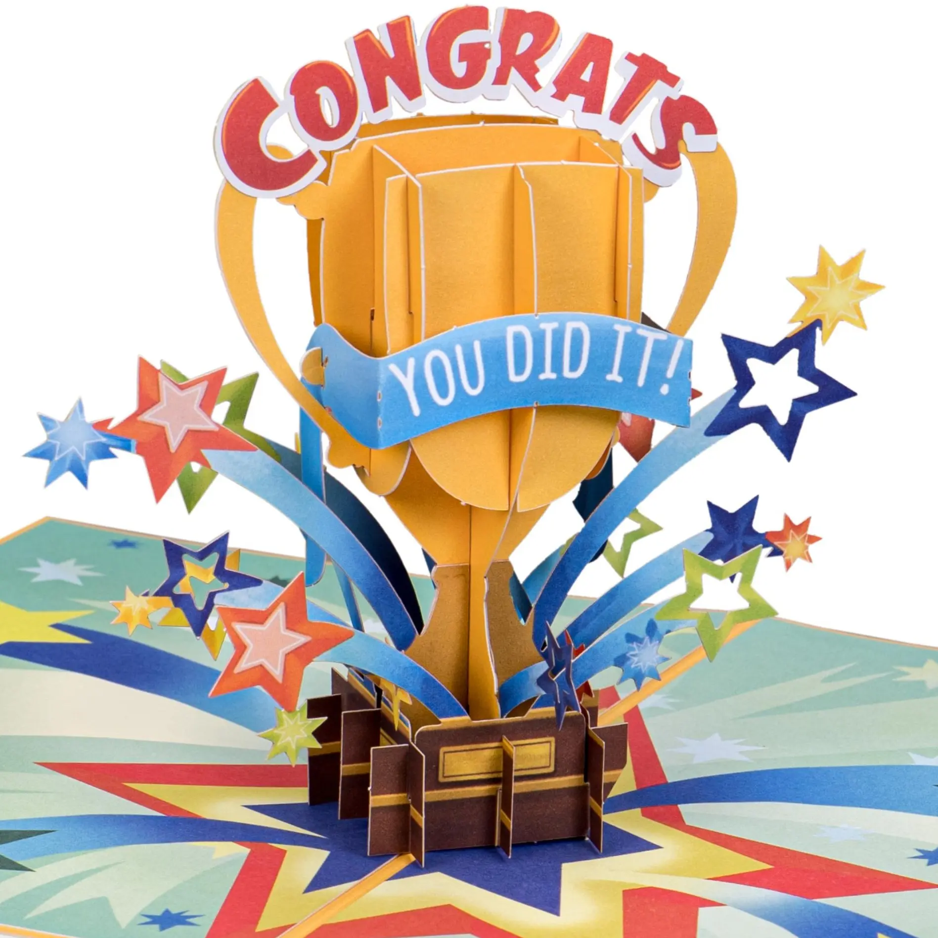 Paper Love Congrats Pop Up Graduation Card, Handmade 3D Popup Greeting Cards. For Achievement Congratulation, High School or College Graduation | 5" x 7" Cover - Includes Envelope and Note Tag