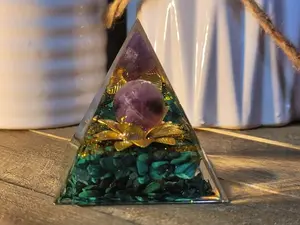 Orgone Pyramid, Amethyst  & Malachite Orgonite