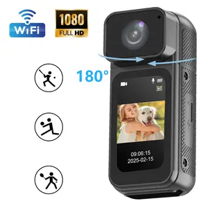 2.7K Thumb Mini Camera, Small Body 180 ° Rotating Motion Camera, Portable Video Recorder, Motorcycle and Bicycle Helmet Camera (32GB TF Card, Black, White)