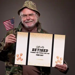 Large Retirement Signing Card, Black Gold Retirement Party Decorations for Men Women, Retired Alternative Signature Board GuestBook, Happy Retirement Gifts Farewell Party Supplies to Sign