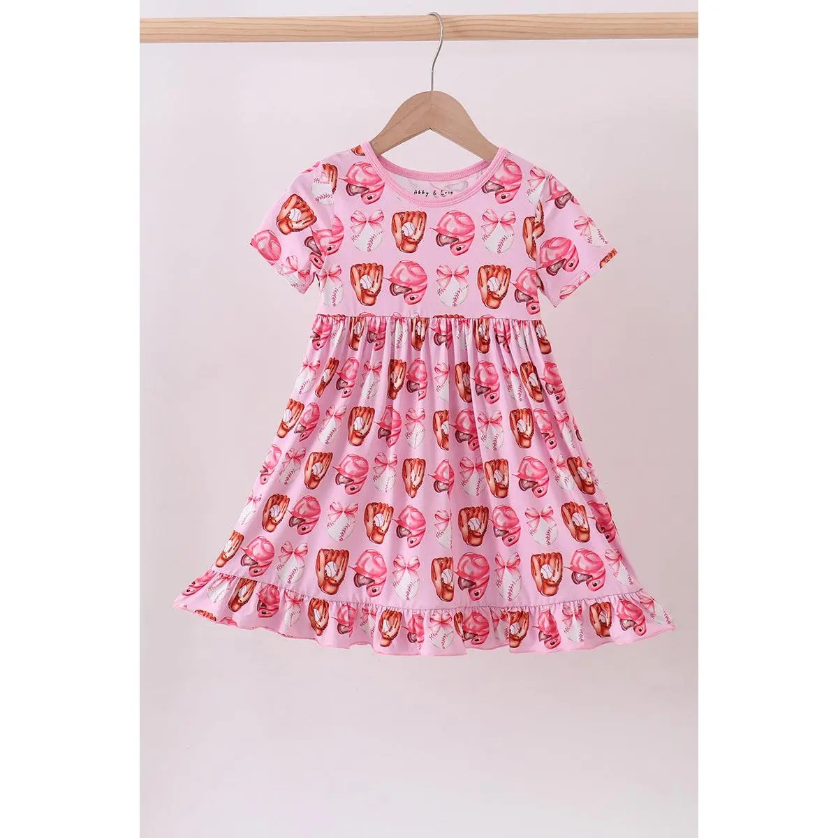 Pink bow baseball bamboo dress