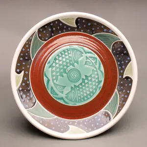 MIMBRES TROUT MOTIF PLATTER – A handcrafted porcelain centerpiece by Mike Hays, featuring intricate Southwestern-inspired design.