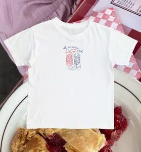 Cowboy Boots 4th of July Aesthetic American Preppy Teenage Girl Gift Western Red White Blue 90s Country Baby Tee