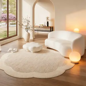 Cream style solid color living room sofa plush carpet, Minimalist rug, Nordic bedroom decoration washable kitchen entrance floor mat fluffy soft office lounge carpet