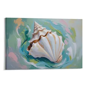 Conch Mural Shell Wall Art Beach Theme Wall Decor Wall Art Canvas Poster Bedroom Decor Sports Landscape Office Room Decor Gift Frames Ornaments Decoration Artistic