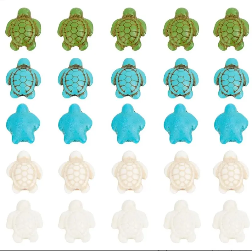 1 Box 100Pcs Sea Turtle Beads Turtle Bead Charms Turtle Beads Bulk Stone Bead Boho Style Sea Animal Beads Hawaii Ocean Tortoise Beads Loose Spacer Beads for Jewelry Making Beading Kits