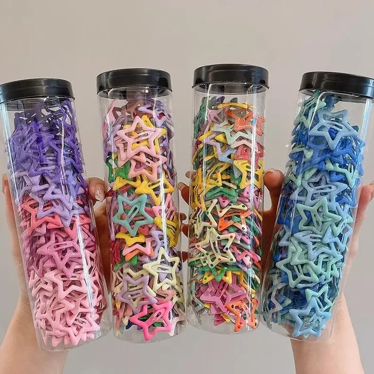 28pcs/48pcs/60pcs Y2K Star Hair Clips, Colorful Hollow Out Cartoon Five Pointed Metal Barrettes Cute Women's Headwear for Daily Wear and Back to School Season, Fashion Clips, Hair Accessories, Hollowout Design, Playful Style