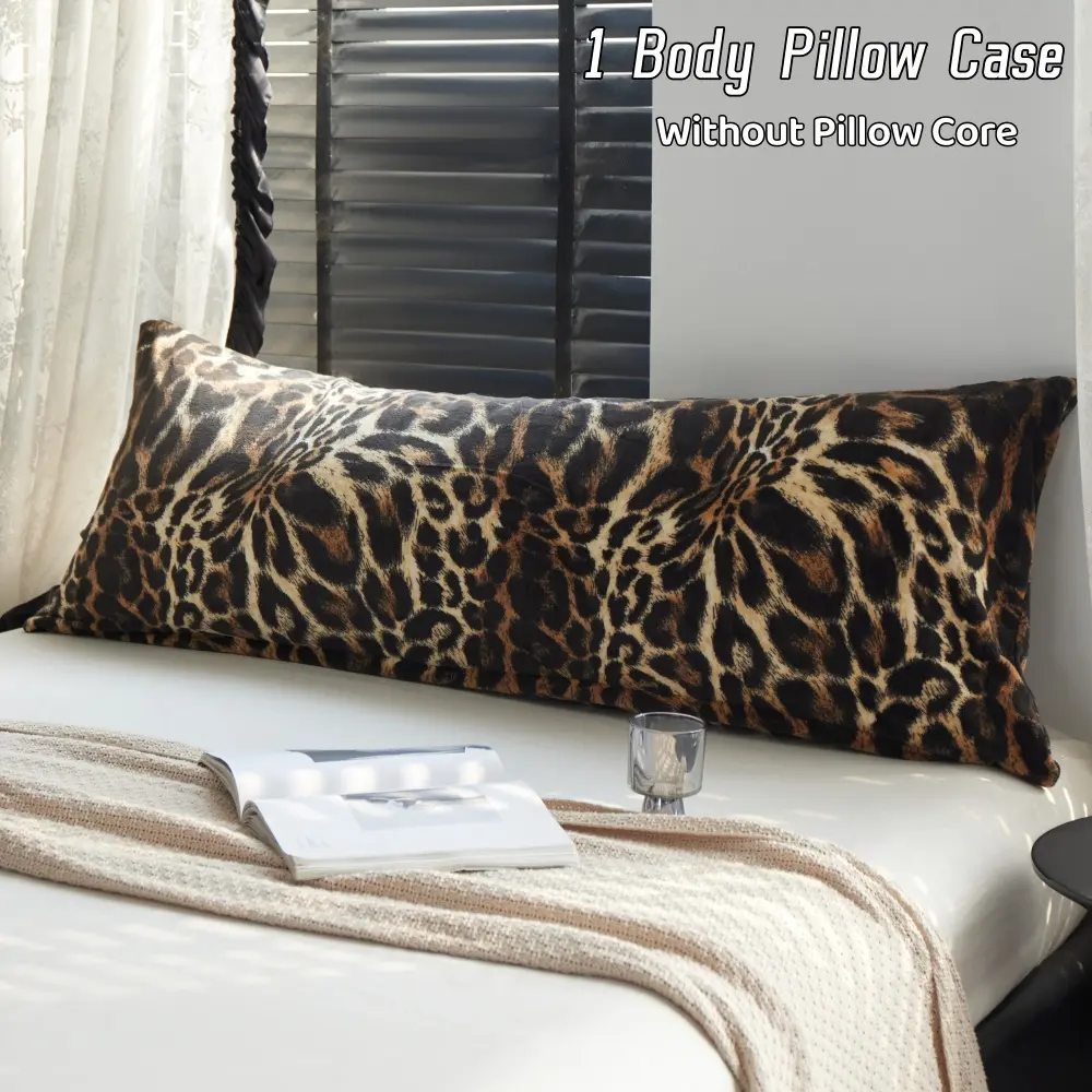 Luxury Leopard Print Milk Velvet Body Pillowcase, Ultra Soft Breathable Long Pillow, Thickened Pillow Protector, Fall & Winter Use, Leopard Print Bedding, Western Bedding