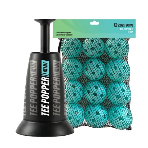 40-in Portable Baseball Training Gear Bundle, Impact-Resistant Mini Tee Popper Pack with 12 Balls to Hit for Solo Drills, Enhanced Hitting & Hand-Eye Coordination