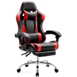 Ergonomic Gaming Chair with Footrest, Adjustable Backrest and Seat Height Lumbar Support for Office and Home
