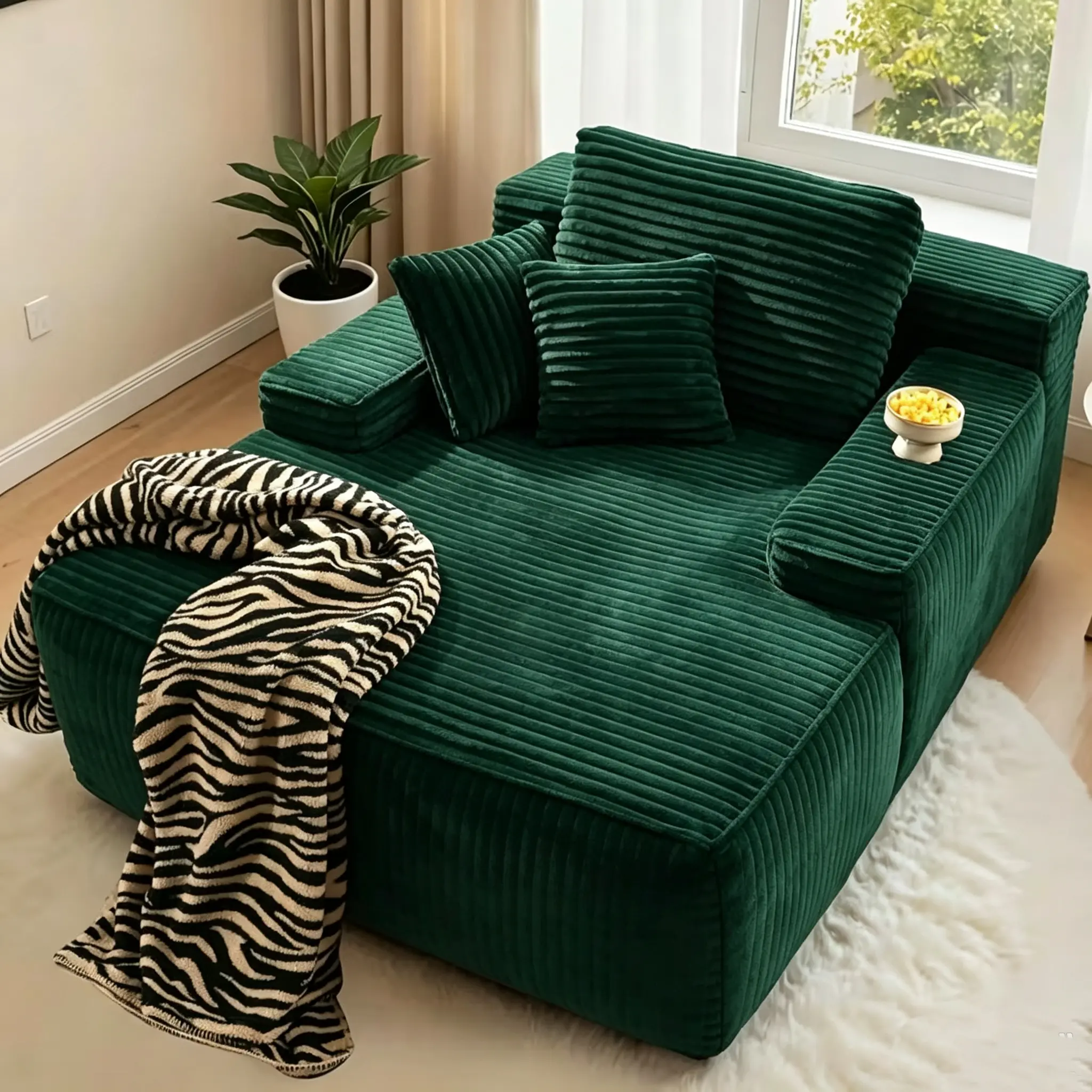 67" Oversized Chaise Lounge Chair Indoor,Boneless Sleeper Sofa Couch Bed with 3 Pillows Pillows&Wide Armrests,Fluffy Comfy Cloud Couch,Compression Foam sectional Couch for Living Room,Bedroom