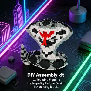King Cobra 3D Puzzle Building Blocks Decoration, Bookshelf Home Office Cabinet Decor, Party Living Room TV Stand Display