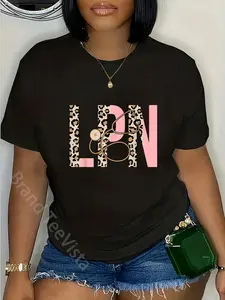 100% Cotton LPN - Leopard Licensed Practical Nurse LPN T-Shirt