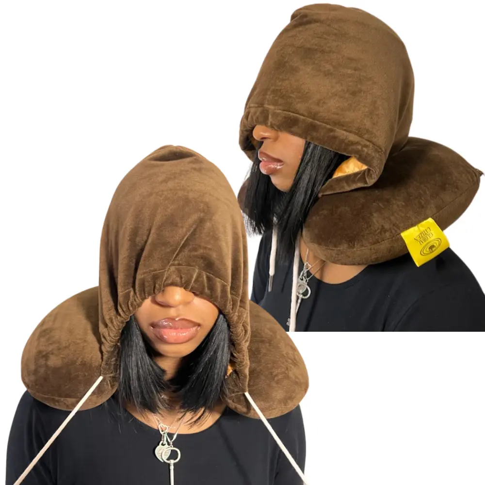 (Brown) FlyCloud® Travel Pillow for Sleep and Comfort