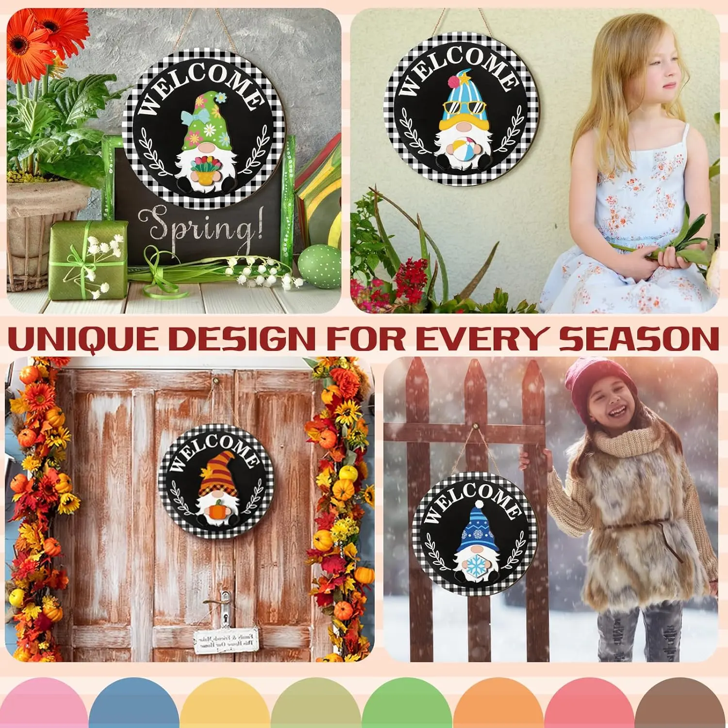 Interchangeable Wooden Gnome Decor Holiday Seasonal Gnome Decorations with Magnet Pieces and Detachable Hats Changeable Welcome Sign for Home(Trendy Style) Interchangeable Wooden Gnome Decor Holiday Seasonal Gnome Decorations with Magnet Pieces and Detachable Hats Changeable Welcome Sign for Home(Trendy Style)