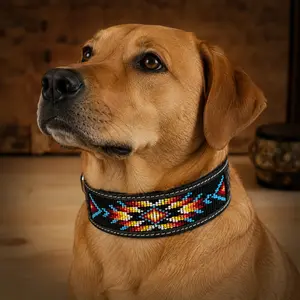 Leather Dog Collar Full grain Leather Handmade Tooled Carved 1.5" wide