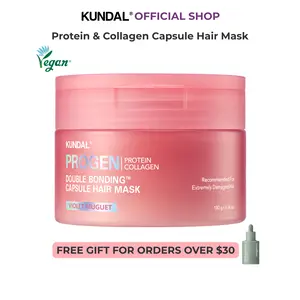 KUNDAL PROGEN Protein Collagen Bonding Hair Mask Violet Muguet 6.34 fl oz Heat Protectant 450°F 24H Hydration for Damaged Bleached Hair Split Ends Breakage