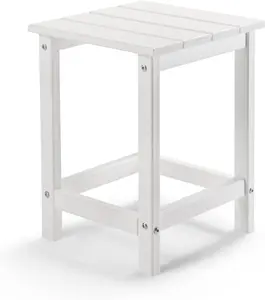 Karlhome Adirondack Side Table, 14 Inch Square Outdoor End Table, HDPE Weather Resistant Coffee Table for Patio Balcony Deck Garden, White