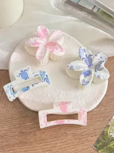 4pcs Spring Summer Sweet Ocean Turtle Shell Egg Flower Square Hair Clips, Simple Fresh Style Tropical Hair Accessories for Daily Use and Beach Vacation