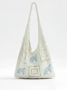 Women's Summer Beach Handbag, Beach Outing, Turtle Pattern Crochet Design, Bohemian Fashion, Large Capacity Open Top Bag, Polyester, Polyester Material, Casual Outdoor Travel Accessory