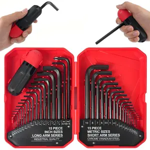 35-Piece Allen Wrench tool Sets Metric And Standard Hex Key Set, Allen Key Set, MM(0.7mm-10mm) SAE(0.028"-3/8), Heat Treated Chrome Vanadium Steel Allen Wrenches Sets