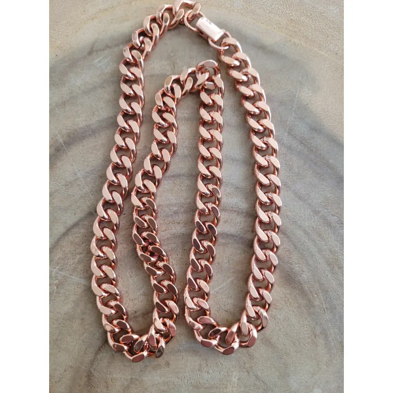 Pure Copper Cuban Link Necklace Heavy Solid Statement Jewelry 24" Unisex
