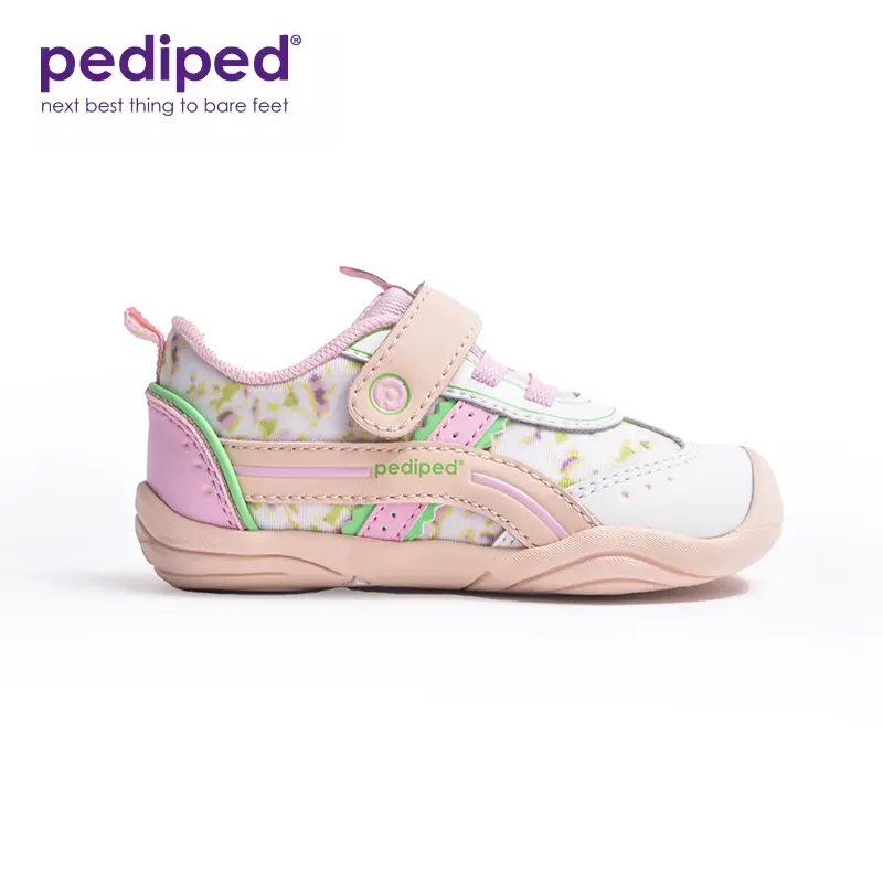 Pediped Venus Grip 'n' Go Peach-Pink Trainers for Active Toddler Girls, Comfortable Flexible Rubber Soles, Cushioned Design, Playful, American Podiatric Medical Association-Approved, Approved By American Podiatric Medical Association