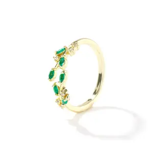 VOPIPO Gold Rings for Women Dainty Gold Rings that don’t Tarnish 14K Gold Ring Tiny Green Cubic Zirconia Ring Non Tarnish Gold Rings Stackable Stacking Rings Adjustable Rings for Women light elegant