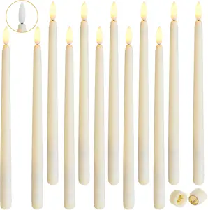 12 count Flameless  Taper Candles Bulk Flickering LED Candles Taper Warm White Light LED Candlesticks for Christmas Wedding  Decoration No Remote Control, 9.6 Inch
