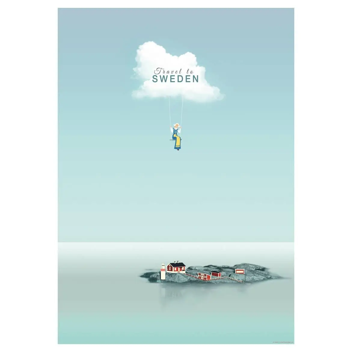 Poster: Scandinavian Travel Poster Travel to Sweden - Come to Sweden (50 x 70 cm)